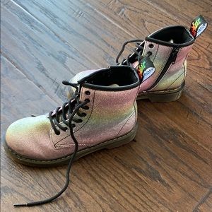 Girls Doc Martin Rainbow Glitter boots
